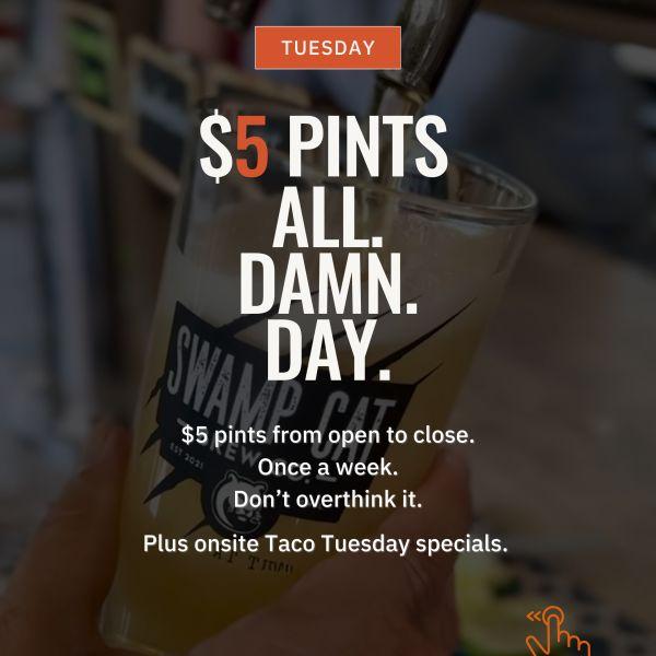 $5 Pints — All Day