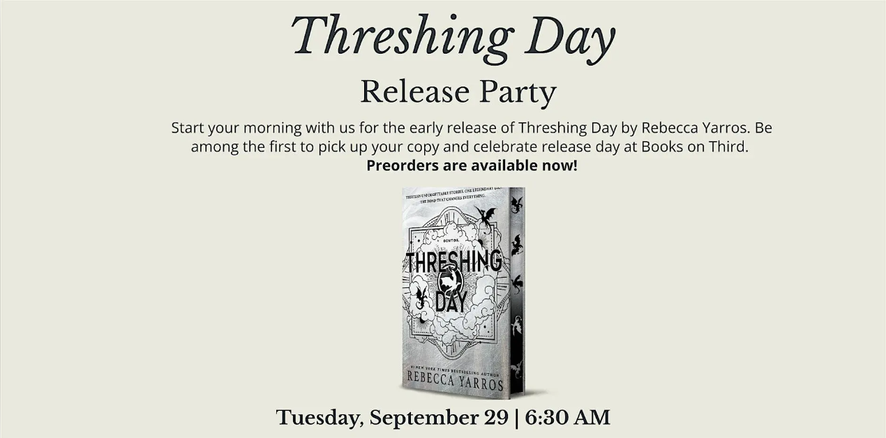 Launch Party for Rebecca Yarro's newest book Threshing Day | Books on Third